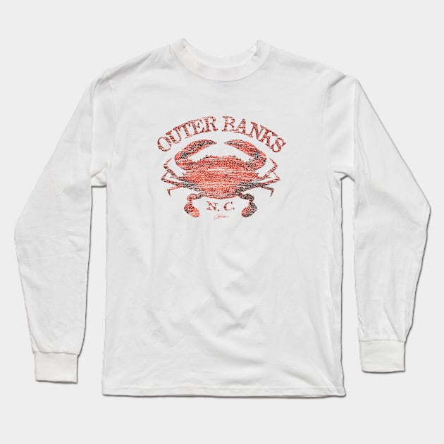 Outer Banks, NC, Atlantic Blue Crab Long Sleeve T-Shirt by jcombs